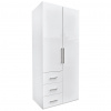 Carryhome ŠATNÍKOVÁ SKRIŇA, biela, biela s vysokým leskom, 98/219/59 cm - Online Only spálne - 000885000404