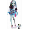 Mattel Monster High Bábika Frankie Stein s modrými a čiernymi pruhovanými vlasmi
