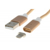 Kabel Magnetický micro USB 2.0, A-B nabíjecí a datový, 1m, zlatý