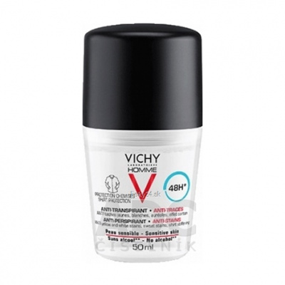 Vichy Homme dezodorant roll-on proti škvrnám 48h 50 ml