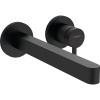 HANSGROHE Finoris 2-otvorová páková umývadlová batéria pod omietku, pre nástennú montáž, s rozetami, výtok 228 mm, matná čierna, 76050670