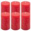 Červená parafínová sviečka rustikálna 11,5 cm, 40h, sada 6kk