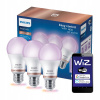 3x LED žiarovka E27 8,8W = 60W BIELA + RGB SMART WiFi Philips Aplikácia WiZ