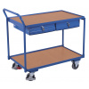 Variofit Policový vozík s madlom, 2 zásuvky, Variofit, ložná plocha 98 x 60 cm, do 250 kg, modrá/antracit Farba: modrá RAL5010