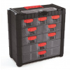 Plastový organizér závesný MULTICASE CARGO 400x200x392 mm - farba: čierna / červené úchyty