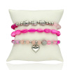 Yvon Ružový set náramkov s mušľou a srdcovým detailom