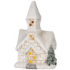 MagicHome Vianoce Dekorácia MagicHome Vianoce, Kostol, 3 LED žltá, keramika, 2xAAA, interiér, 17x11x27 cm
