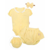 Baby Nellys 3-dielna mušelínová súpravička body kraťasky+čelenka GIRL žltá