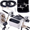 Airbrush set OCTAGON HSA9K WHITE s kompresorom a dvomi airbrush pištoľami s tryskou 0,3mm (Malý tichý airbrush set s kompresorom AUTOŠTART/AUTOSTOP systémom a reguláciou vzduchu a dvomi dvojčinnými ai