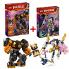 LEGO Ninjago Coleov elementárny robot Zeme 71806 + LEGO Ninjago Sora robot elementárnej technológie 71807 (LEGO Ninjago Cole's Elemental Robots 71806 + Sora's Tech Robot 71807)