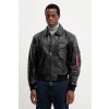 Kožená bunda Alpha Industries čierna farba, prechodná, 100109.03