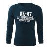 DRAGOWA Fit-T tričko s dlhým rukávom Seneca AK-47, tmavomodrá 160g/m2 - XXL