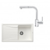 SET115 - Gránitový drez Blanco Sona 5 S biela + Kuchynská batéria Rosan Zerro JZ38601 chróm