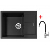 Granitový drez Sinks AMANDA 650 Pureblack + drezová batéria FLEXIA