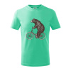 Medveď na bicykli - Tričko detské bavlnené - 158 cm/12 rokov ( Mätová )