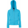 Fruit of the Loom Mikina Premium Lady-Fit Hooded Jacket s kapucí na zip, dámská COT-16211816203 L Modrá azurově