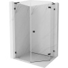 Mexen Lunar, L pravý výklopný päťuholníkový sprchový kút 80 x 90 cm, 8mm číre sklo, čierny profil, 831L-080P-090L-70-00-P