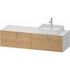 DURAVIT White Tulip závesná skrinka pod umývadlo na dosku (umývadlo vpravo), 2 zásuvky, 1600 x 550 x 408 mm, dub prírodný masív/biela vysoký lesk, WT4890RH5850000