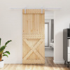 Posuvné dveře s kováním 85 x 210 cm masivní borové dřevo Hnědá 3203040