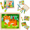 DREVENÁ SKLADAČKA VZDELÁVACIE PUZZLE TIGER 4V1