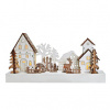 Solight LED vánoční vesnička 34x17cm dřevo 4 LED 2x AA 1V256