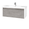 Dreja Kúpeľňová skrinka BONO SZZ 100 (umývadlo Harmonia) - N01 Biela lesk / Úchytka T33 / D01 Betón
