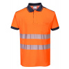 PORTWEST HI-VIS PW3 T180 / Reflexná polokošeľa - HV oranžová/námorná modrá XS