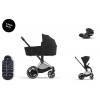 Cybex Platinum CYBEX e-Priam Travel Set + Cloud T Plus i-Size + Platinum Winter Footmuff sepia black 2025 chrome with black details