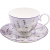 HOME ELEMENTS Porcelánová šálka a podšálka, 250 ml, Levanduľa