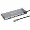MANHATTAN Dokovací stanice USB-C 10v1, 2xHDMI, 2xUSB-C, 5xUSB, 1xRJ45, šedá 130714