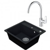 Drezový set Grohe 1/O - Granitový drez 530x500 mm, tmavý grafit matný + Drezová batéria Grohe Bau Loop