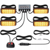 4x VÝSTRAŽNÉ SVIETIDLÁ STROBOSKOPICKÁ LED LAMPA ORANŽOVÁ POMOC ODŤAHOVKA