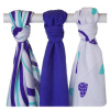 KIKKO Bambusové plienky Hearts&Waves 70x70 (3 ks) - ocean blue