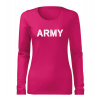 DRAGOWA Slim dámske tričko s dlhým rukávom army, ružová 160g/m2 - S