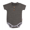 Baby Nellys Dojčenské rebrované body s gombíkmi kr. rukáv, Boy - sivé 80 (9-12m)