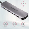 AXAGON HMC-HCR3A, USB 3.2 Gen 1 hub, porty 3x USB-A, HDMI 4k/30Hz, SD/microSD, kábel USB-C 20cm HMC-HCR3A