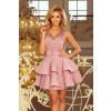 Numoco CHARLOTTE - Exkluzívne šaty s čipkovým výstrihom - lila 200-10 - výpredaj Farba: Ružová, Veľkosť: XS