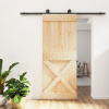 Posuvné dveře s kováním 85 x 210 cm masivní borové dřevo Hnědá 3203078
