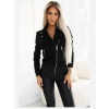 Numoco 481-2 Semišová bunda s dlhým rukávom a zipsami - čierna