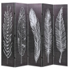 vidaXL Skladací paraván 200x170 cm, potlač s pierkami, čierno-biely - Čierna - 147374-96650