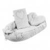 New Baby Luxusní hnízdečko s polštářkem a peřinkou Srdíčko šedé