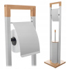 Stojan na toaletný papier Kadax voľne stojaci kovový biely 2v1