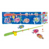 Teddies Hra ryby rybár magnetické plast 4 ks a prút plast 44 cm asst 2 farby na karte