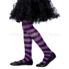 Pančuchy detské - PRUHOVANÉ - fialovo - čierne, nepriehľadné