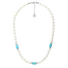 Manoki Perlový náhrdelník s tyrkysovým magnezitem Kiara - chirurgická ocel WA650 42 cm + 3 cm (prodloužení) Bílá