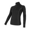 SENSOR MERINO WOOL ACTIVE dámské triko dl.ruk. stoják zip černá S
