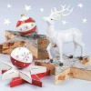 DAISY SDGW 014801 White Reindeer With Wooden Stars, servítky 33x33cm, 3-vrstvové, vianočné (20ks)