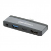 MANHATTAN Dokovací stanice USB-C 4v1, 1xHDMI, 1xUSB-C, 1xUSB, 1x3.5mm, šedá 190404