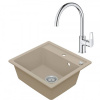 Drezový set Grohe 1/A - Granitový drez 530x500 mm, piesková + Drezová batéria Grohe Bau Loop