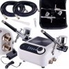 Airbrush set OCTAGON HSA10K WHITE s kompresorom a dvomi airbrush pištoľami s tryskou 0,3mm (Malý tichý airbrush set s kompresorom AUTOŠTART/AUTOSTOP systémom a reguláciou vzduchu a dvomi dvojčinnými a